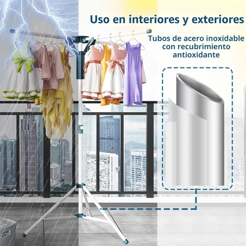 Vista 6 de Trípode Perchero de Secado de Ropa Plegable para Interiores, Perchero de Secado Portátil para Ropa y de Altura Ajustable, Perchero de Secado