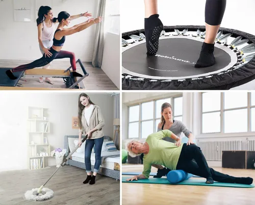 Vista 7 de DIBAOLONG Paquete de 9 calcetines de yoga antideslizantes para mujer con agarres, calcetines antideslizantes para pilates, barre fitness (8-10)