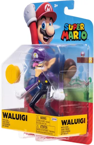 Vista 9 de Super Mario Waluigi - Figura de acción de 4 pulgadas con moneda