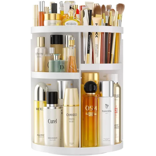 Vista 14 de Organizador de maquillaje giratorio de 360 grados para tocador, organizador de belleza de capacidad extra grande, organizador de perfume DIY