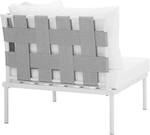 Vista 5 de Modway EEI-2601-WHI-WHI MO-EEI-2601-WHI-WHI Harmony Patio al aire libre Aluminio, sofá esquinero, blanco blanco
