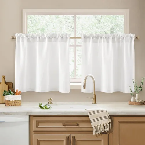 Vista 41 de HOMEIDEAS - Cortinas semitransparentes de privacidad blancas que no se transparentan, 52 x 96 pulgadas Blanco