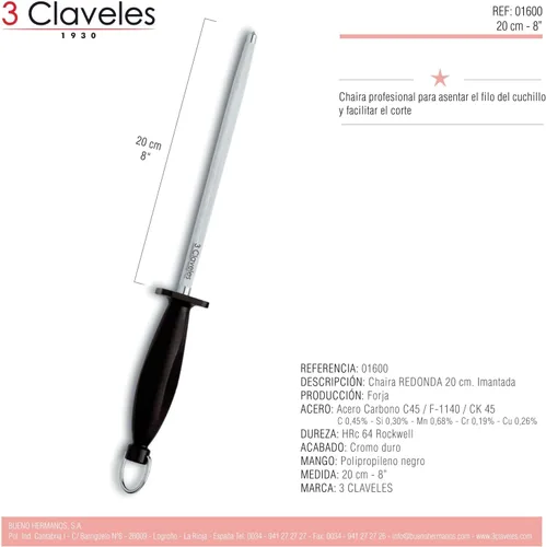 Vista 6 de 3 Claveles 00966 Schinkenmesser 11.4 in Wetzstahl und Schinkenabdeckung
