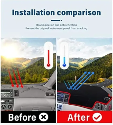 Vista 4 de Funda para salpicadero de automóvil, evita la luz, alfombrilla anti-UV, alfombrilla para Toyota para Corolla para E120 para E130 2000-2006, lado