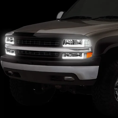 Vista 6 de DNA Motoring HL-LB-CSIL99-CH-AM Par de carcasas cromo ámbar LED DRL. Faros delanteros de repuesto para Silverado 99-02