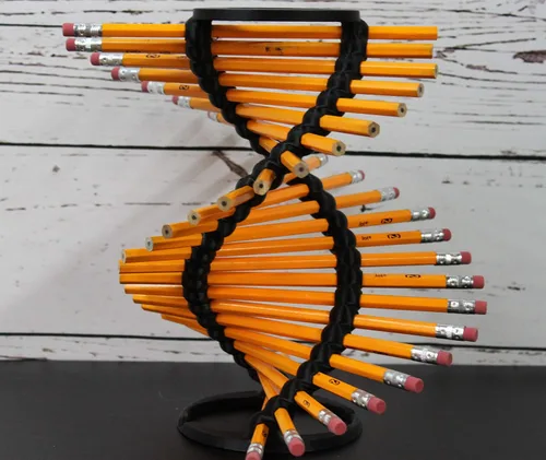 Vista 6 de Znet3D DNA Helix Portalápices – Innovador organizador de escritorio – 9 pulgadas de alto – Capacidad para 23 lápices – Diseño liso de borde redondo