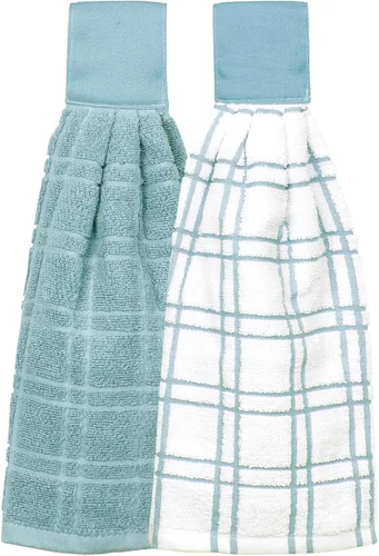 Vista 15 de Ritz Premium Toallas de Cocina con Lazo de 100% Algodón Sólido y Cuadros Múltiples, Absorbentes, Súper Suaves y de Secado Rápido para Colgar, Juego