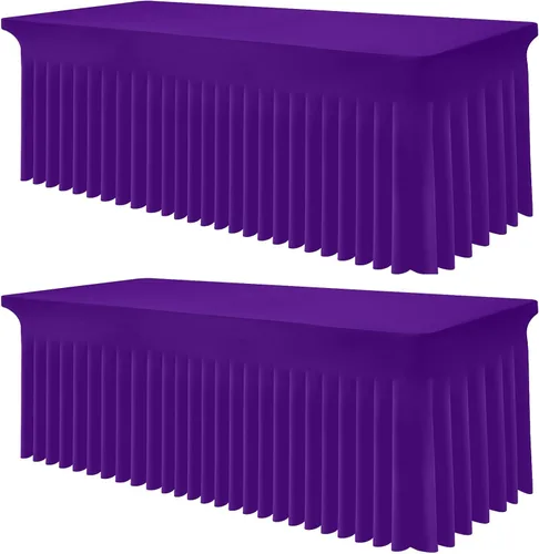 Vista 86 de Smiry Mantel de Spandex, Mantel Elástico Ajustable Extensible para Mesas Rectangulares de 6 Pies, Falda Cubierta de Mesa Impermeable y Lavable