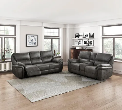 Vista 8 de Lexicon Sofá reclinable doble manual, sofá reclinable de pared de microfibra pulida para comodidad de la sala de estar, asientos de espuma sobre