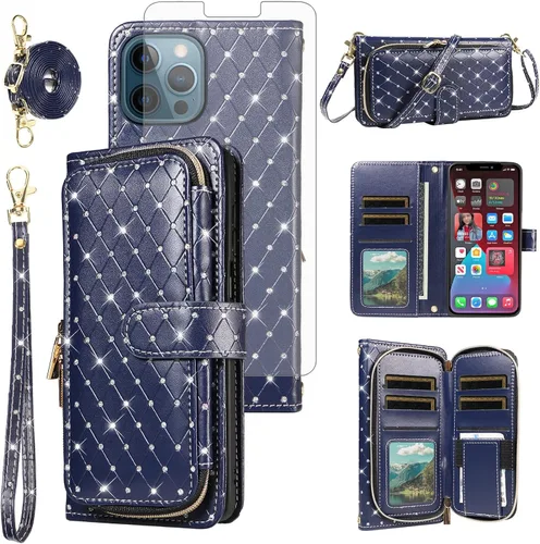Vista 41 de Funda para teléfono iPhone 6 6S con cremallera y protector de pantalla con protector de pantalla, correa de cordón cruzado, ranura para iPhone 6 Six