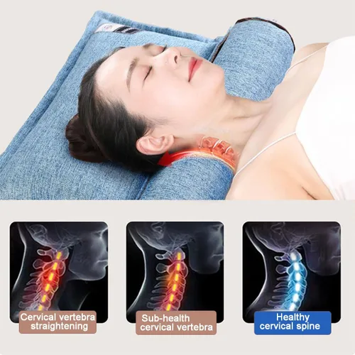 Vista 3 de Almohada de cuello de trigo sarraceno, almohada cilíndrica de trigo sarraceno, almohada ajustable para el cuello, soporte cervical para aliviar