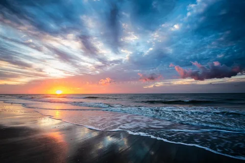 Vista 7 de Impresión fotográfica costera (no enmarcada) Imagen del amanecer escénico sobre la playa en Hilton Head Island Carolina del Sur, arte de pared