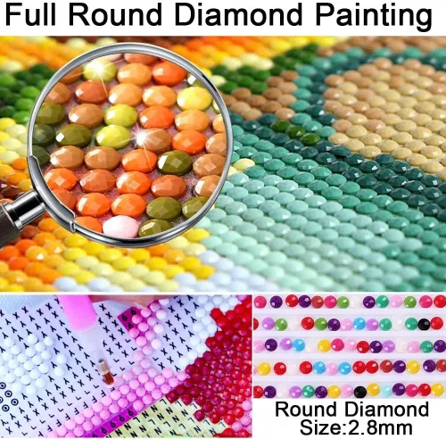 Vista 5 de honrtreb - Pintura de diamante 5D para adultos, kit de pintura de diamantes Jack y Sally con luna, kit de arte redondo de diamantes de taladro