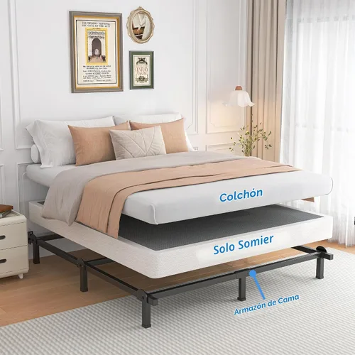 Vista 4 de ROIL Somier de 10 Pulgadas para Cama Individual, Somier Metálico Resistente con Funda de Tela, Capacidad Máxima de Peso de 3500 Libras, Fácil