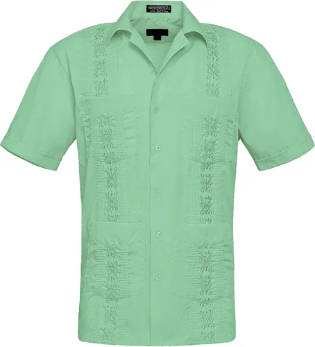 Vista 11 de Camisa cubana plisada ligera y bordada Guayabera para hombre