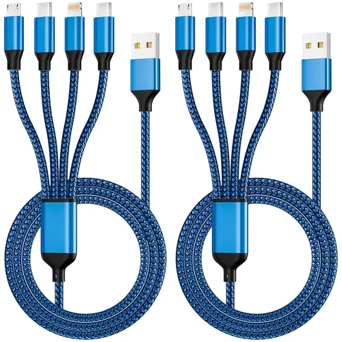 Vista 14 de Cable de carga múltiple tipo C dual 4 en 1, cable de carga para múltiples Azul
