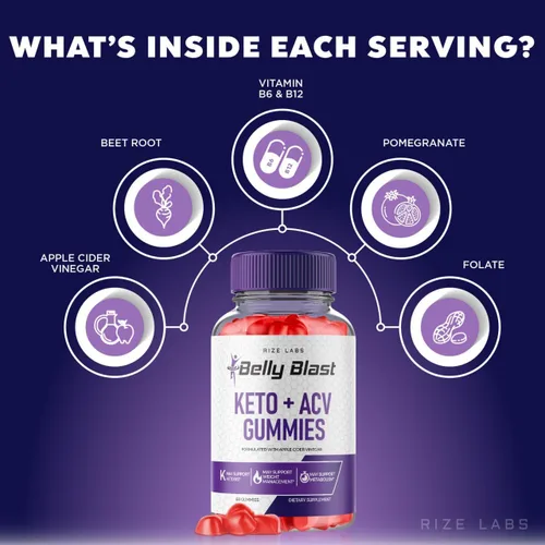 Vista 6 de rize labs Belly Blast Keto + Gomitas ACV, gomitas oficiales para perder peso, reseñas de gomitas (60 gomitas)