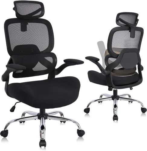 Vista 9 de Silla de oficina ajustable, silla de computadora ergonómica con soporte lumbar y reposacabezas, silla ejecutiva de respaldo alto con función