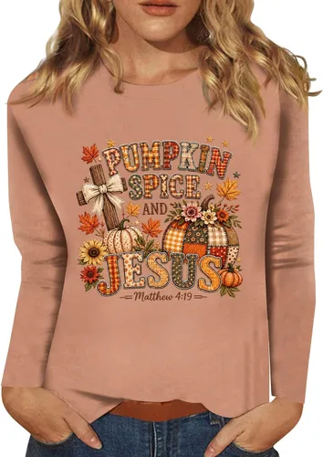 Vista 32 de Camisetas de manga larga para mujer, blusas elegantes y casuales con cuello redondo para mujer #00-Beige