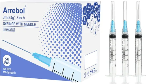 Vista 9 de Arrebol Jeringa de 0.1 fl oz con aguja Luer Lock, herramienta de jeringa desechable de plástico para laboratorios científicos, recarga de líquidos