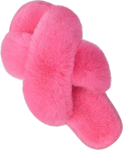 Vista 19 de Parlovable - Pantuflas mullidas para mujer con banda cruzada cómodas, zapatillas de casa de espuma viscoelástica con punta abierta, regalos