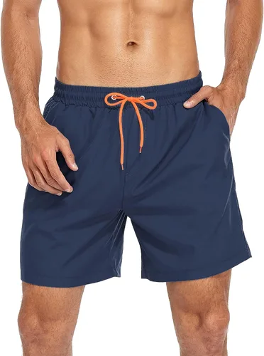 Vista 3 de Zando Traje de baño para hombre de secado rápido con forro de compresión, con bolsillo de 7 pulgadas de entrepierna
