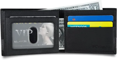 Vista 63 de Columbia Billetera plegable para hombre, múltiples ranuras para tarjetas, ventana de identificación