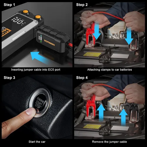 Vista 3 de HOMPOW 6000A Arrancador de Coche Portátil, Paquete de Batería de Arranque de Coche para Todos los Motores de Gasolina y hasta 12L de Motor Diésel