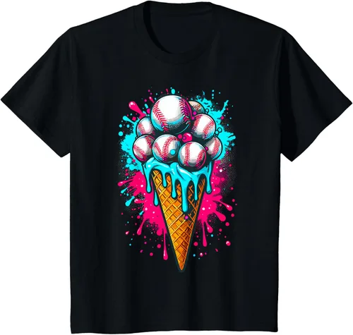 Vista 31 de Camiseta de béisbol de acuarela de helado de béisbol