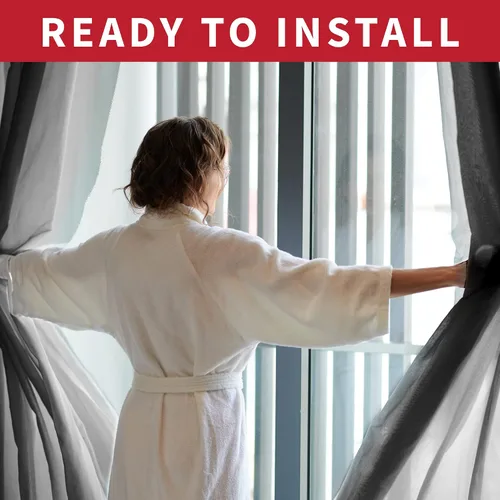 Vista 6 de Sapphire Home Cortinas traslúcidas negras de 63 pulgadas de largo, juego de 2 paneles de cortinas traslúcidas, filtrantes de luz, cortinas Negro