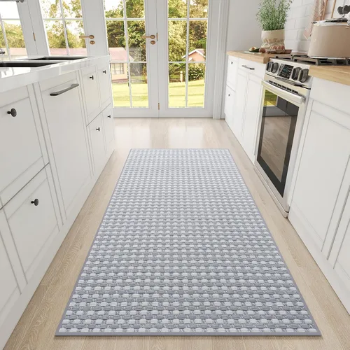 Vista 29 de YDKGL Alfombras de cocina antideslizantes y lavables, color negro, 17 x 30