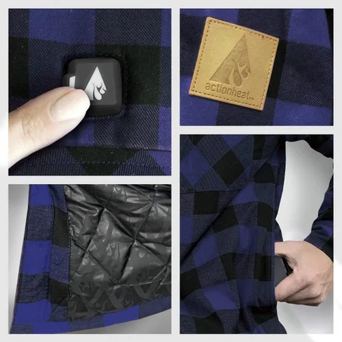 Vista 13 de ActionHeat Camisa de franela calentada con batería de 5 V - Sistema de calefacción de tres zonas, 3 ajustes de calor, paneles de calefacción