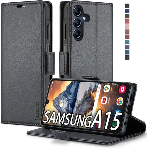 Vista 36 de Funda tipo cartera para Samsung Galaxy A12 con tarjetero [bloqueo RFID] atril magnético, funda de cuero con tapa para Samsung Galaxy A12 (negro)