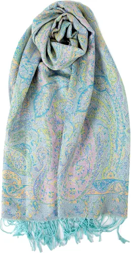 Vista 5 de Achillea Bufanda reversible de pashmina con estampado paisley – Chales y envolturas indios exóticos para vestidos de noche, festivales, todas