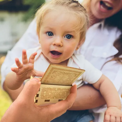 Vista 6 de Sooharic You are My Sunshine - Caja de música para hija, hijo, papá, mamá, única para niños, caja de música de madera con grabado vintage