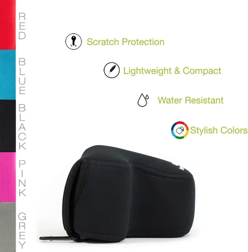 Vista 7 de MegaGear MG1568 - Funda de neopreno ultraligera para cámara compatible con Sony Alpha A7 III, A7R III, A9 (1.102-2.756 in), color negro, talla única