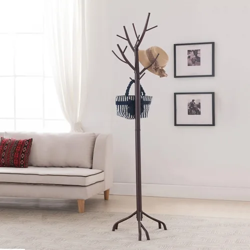 Vista 2 de Perchero, Kings Brand, acabado de bronce, en forma de árbol con ramas, para colgar chamarras y sombreros.