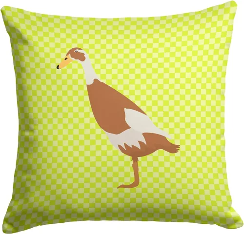 Vista 182 de Caroline's Treasures BB8163PW1414 Beltsville - Almohada decorativa de tela a cuadros pequeños, color blanco, pavo y gallina azul, lavable a máquina