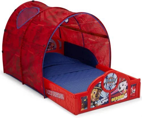 Vista 9 de Delta Children - Cama para dormir y jugar para niños pequeños con tienda de campaña, Mickey Mouse de Disney, Azul/Rojo