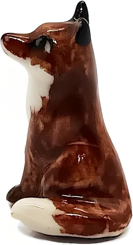Vista 6 de WitnyStore Figura de cerámica de zorro sentado marrón de ¾ pulgadas para decoración de terrario, estatua coleccionable para coleccionistas adultos