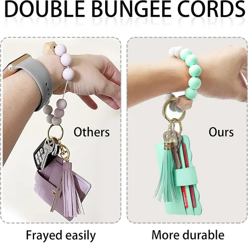 Vista 4 de YUOROS Llavero billetera cartera de pulsera para mujer llavero pulsera tarjetero
