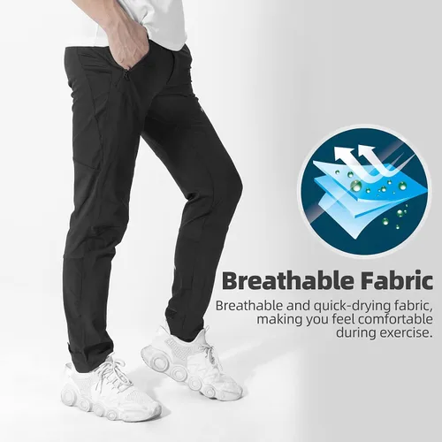Vista 6 de ROCKBROS Pantalones de ciclismo para hombre, pantalones de ciclismo de montaña de secado rápido, pantalones de ciclismo para correr, senderismo