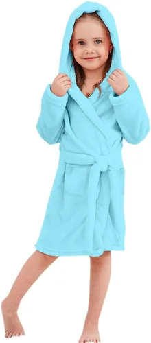 Vista 2 de Umeyda Girls Fleece Hooded Robes, Warm Printed Bath Robe for Kids Soft Fuzzy Bathrobe for Gifts, 1-12 Years