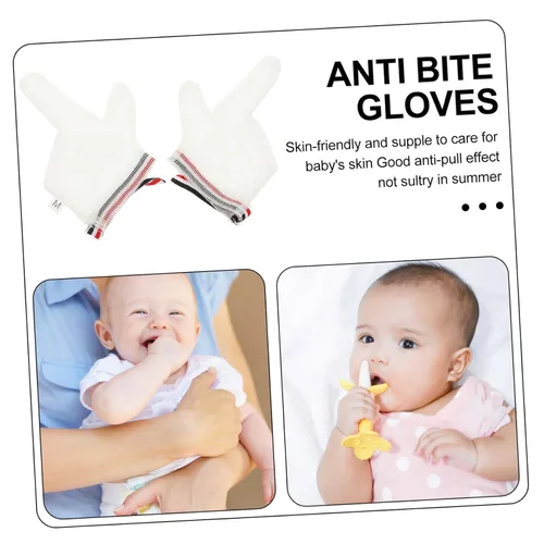 Vista 7 de Protector de pulgar para bebé, guantes para chupar los dedos, cómodos y respetuosos con la piel, color aleatorio