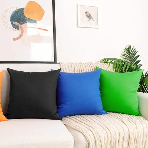 Vista 4 de Coddsmz Paquete de 4 fundas decorativas de 100% algodón para cojín cuadrado, funda de almohada de color liso para bricolaje, para sofá y dormitorio