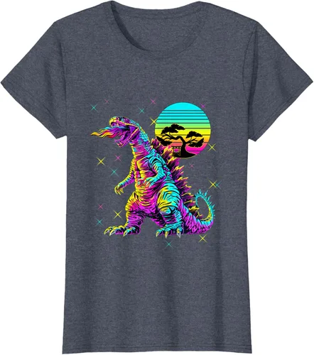 Vista 32 de Cool Streetwear synthwave 80s 90s retro anime snakezilla camiseta, Negro