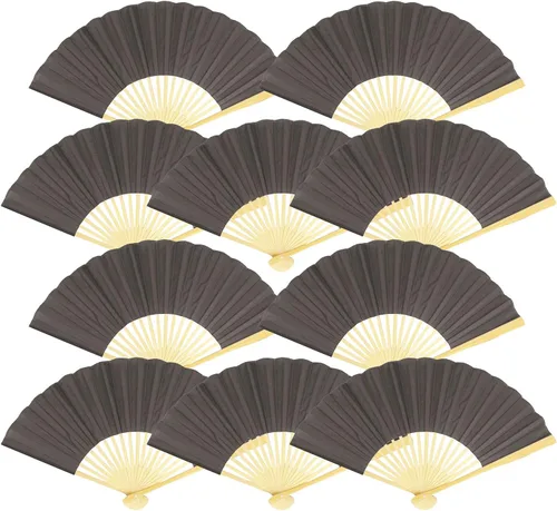 Vista 10 de Quasimoon PaperLanternStore.com Abanicos de mano de seda azul Arctic Spa de 9 pulgadas para bodas (paquete de 10)