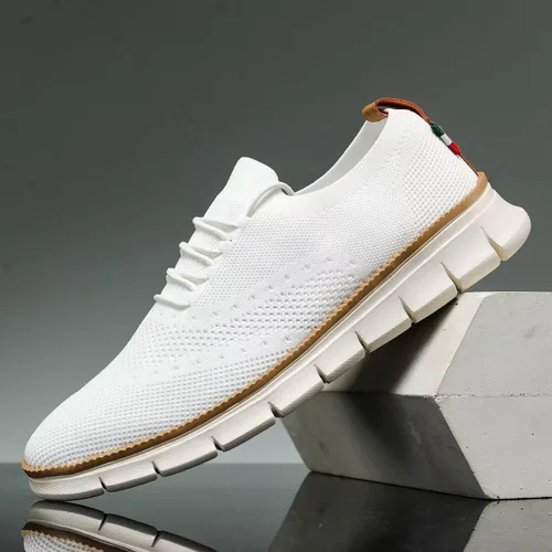 Vista 2 de Zapatos de vestir casuales para hombre, zapatos Oxford, para negocios, caminar, trabajo, a la moda, de malla, suela suave y ligera