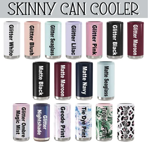 Vista 2 de Enfriador de latas delgado personalizado de acero inoxidable, enfriador de latas delgadas grabado con láser, funda de acero inoxidable de 12 onzas
