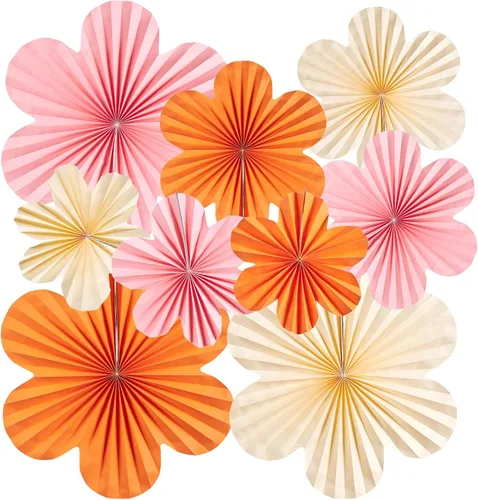 Vista 15 de SUNBEAUTY Abanicos de papel dorados y negros para fondo de fiesta de té, boda, primavera, cumpleaños, aula, baby shower, Halloween, decoración